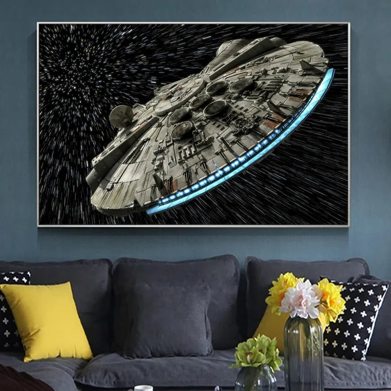 Classic Science Fiction Film Canvas Paintings Destroyer Falcon Spaceship Posters Print Wall Art