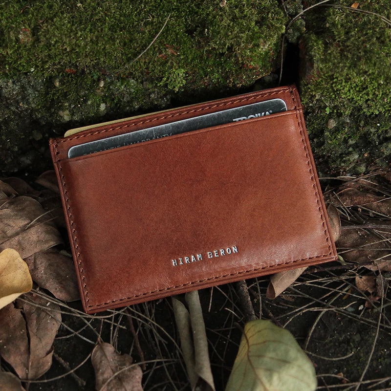 Genuine Leather RFID Blocking Card Holder Wallet for Men