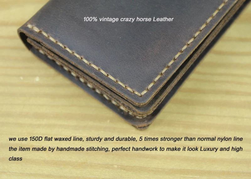 Genuine Leather Business Card Holder – Handmade Retro Wallet