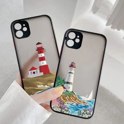Lighthouse iPhone Case – Hand-Painted Bird & Seagull Art