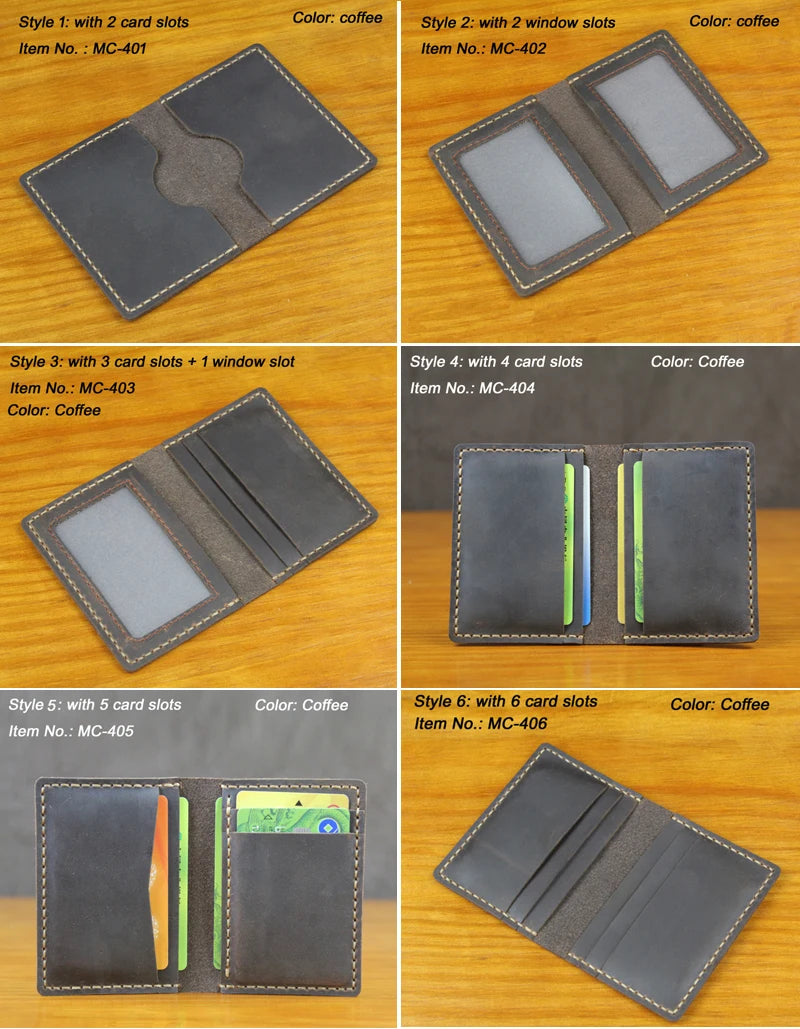 Handmade Crazy Horse Leather Card Holder – Slim Wallet