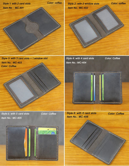 Handmade Crazy Horse Leather Card Holder – Slim Wallet