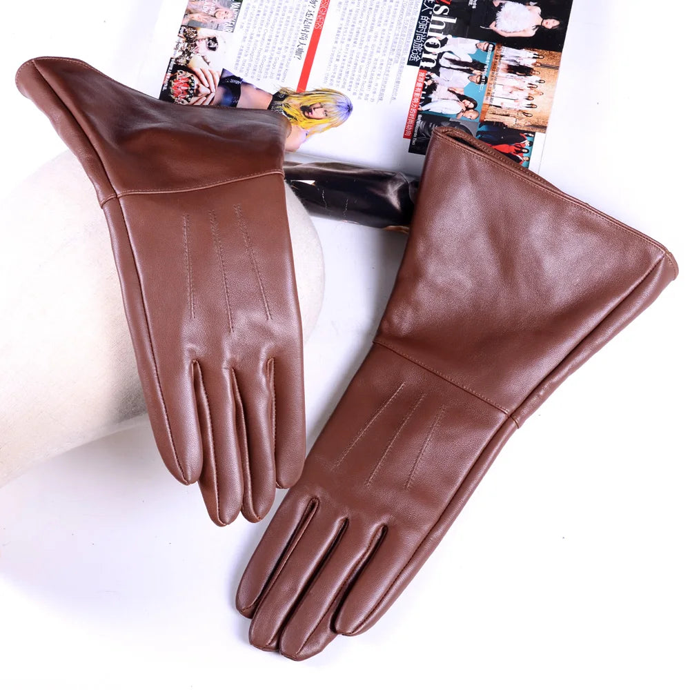 Men's Leather Gauntlet Gloves – Long Cuff Motorcycle & Medieval Style