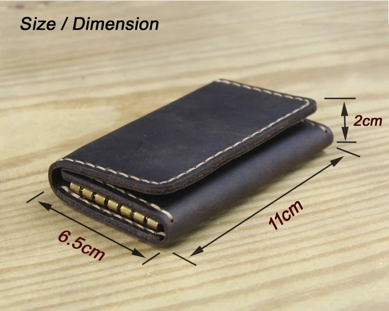 Genuine Leather Key Holder Wallet – Handmade Vintage Organizer