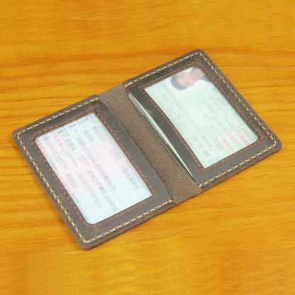 Handmade Crazy Horse Leather Driving License & Card Holder Wallet