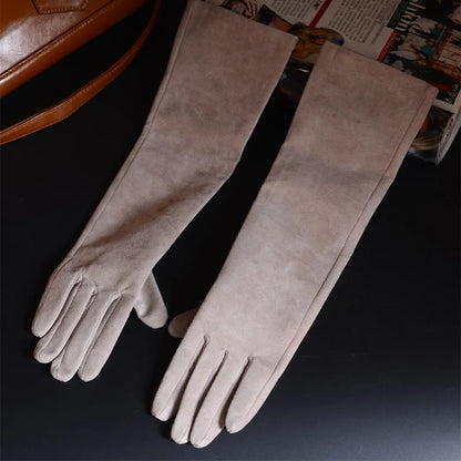 Women's Long Suede Leather Opera Gloves – Evening & Party Wear