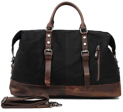 Waxed Canvas Leather Duffle Bag – Waterproof Weekend Travel Bag for Men