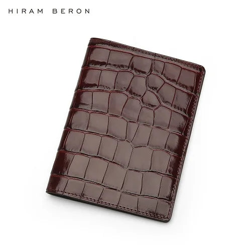 Hiram Beron Personalized Passport Cover Luxury Anti Rfid Leather Embossed Crocodile Pattern Wallet