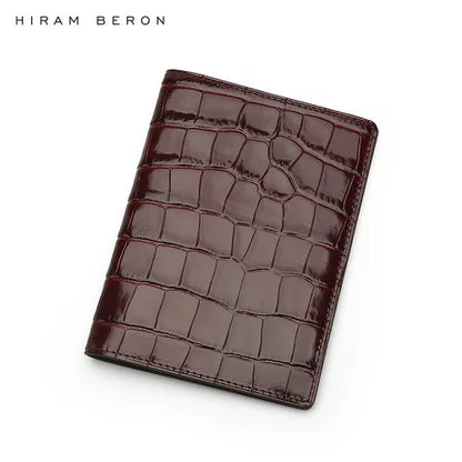 Hiram Beron Personalized Passport Cover Luxury Anti Rfid Leather Embossed Crocodile Pattern Wallet
