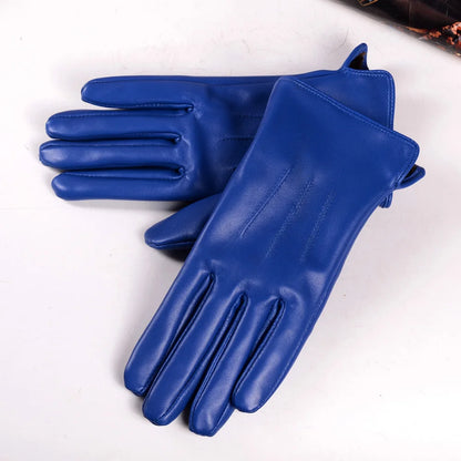 Women's Sheepskin Leather Winter Gloves with Thick Lining
