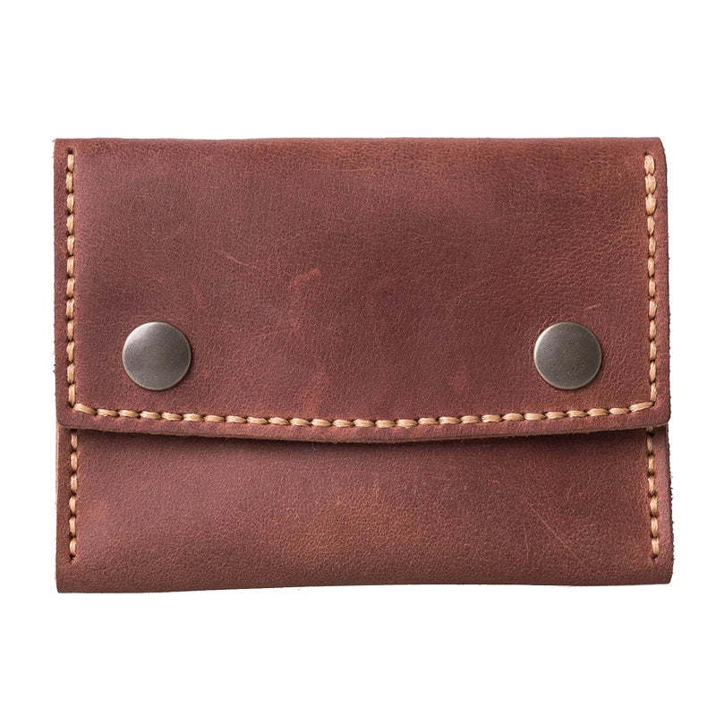 Handmade Crazy Horse Leather Card Holder Wallet with Engraving