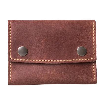 Handmade Crazy Horse Leather Card Holder Wallet with Engraving