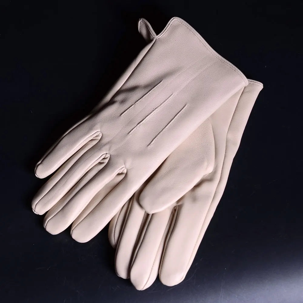 Women's Sheepskin Leather Winter Gloves with Thick Lining
