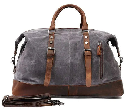 Waxed Canvas Leather Duffle Bag – Waterproof Weekend Travel Bag for Men