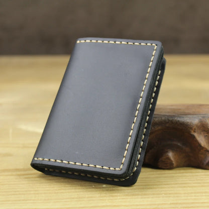 Genuine Leather Business Card Holder – Handmade Retro Wallet
