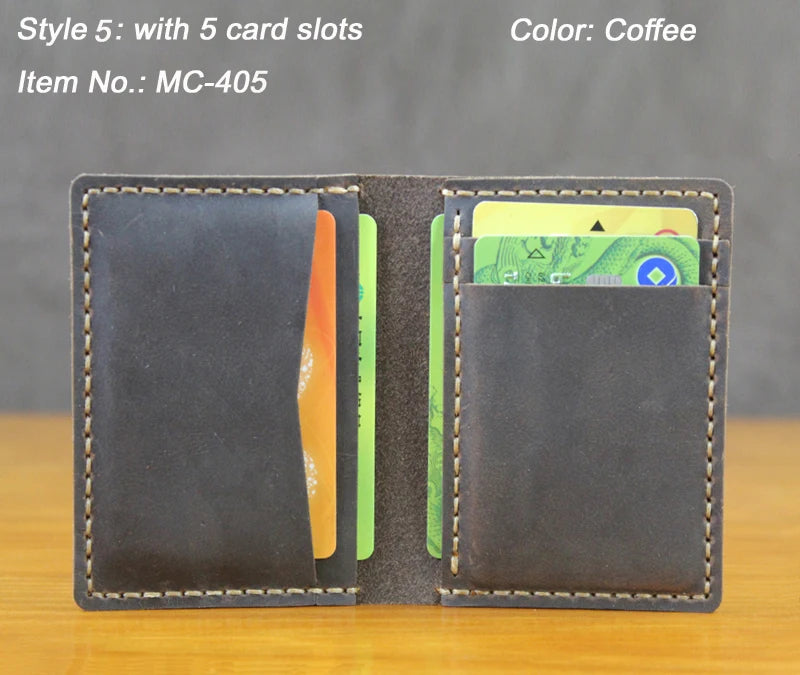 Handmade Crazy Horse Leather Card Holder – Slim Wallet