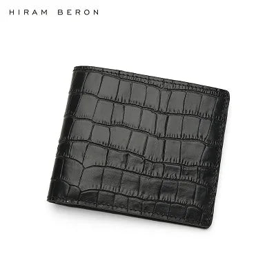 Hiram Beron Men's Personalized Crocodile Pattern Leather Bifold Wallet