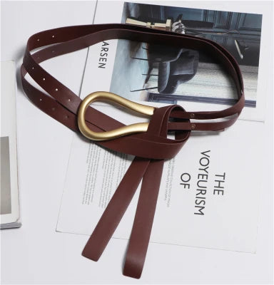 Women's Double Strap Belt with U-Buckle – Leather & PU Options