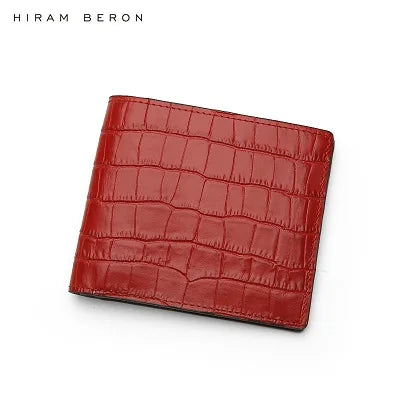Hiram Beron Men's Personalized Crocodile Pattern Leather Bifold Wallet