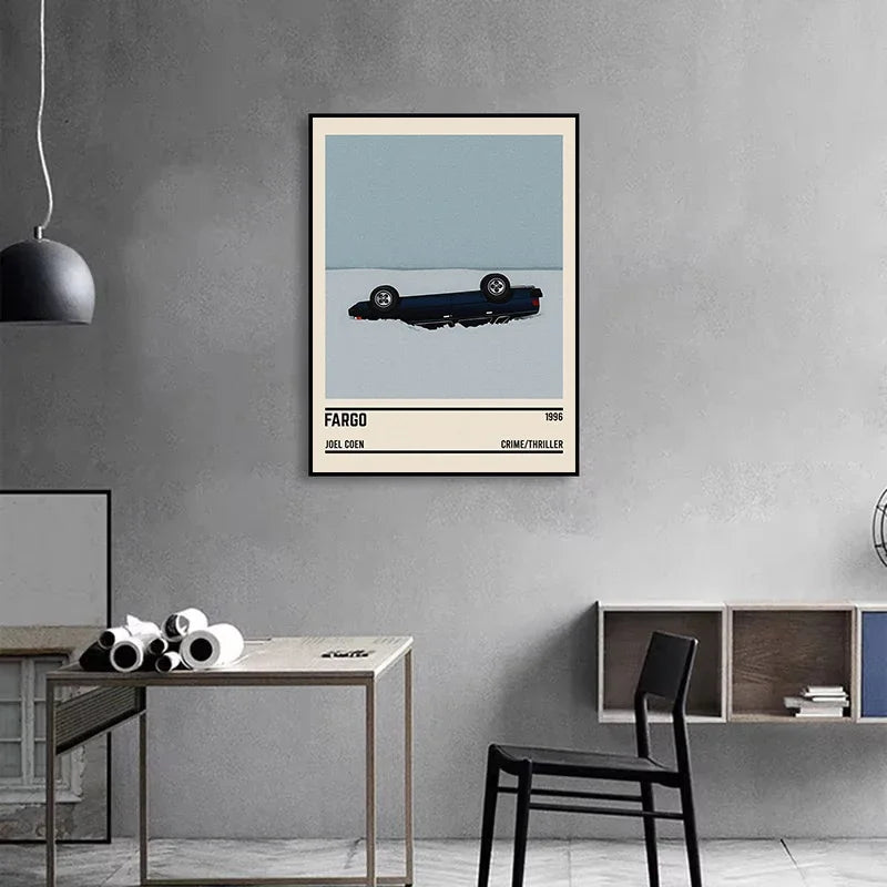 Movie Car Minimalist Poster Wall Art Print | Classic Film Decor
