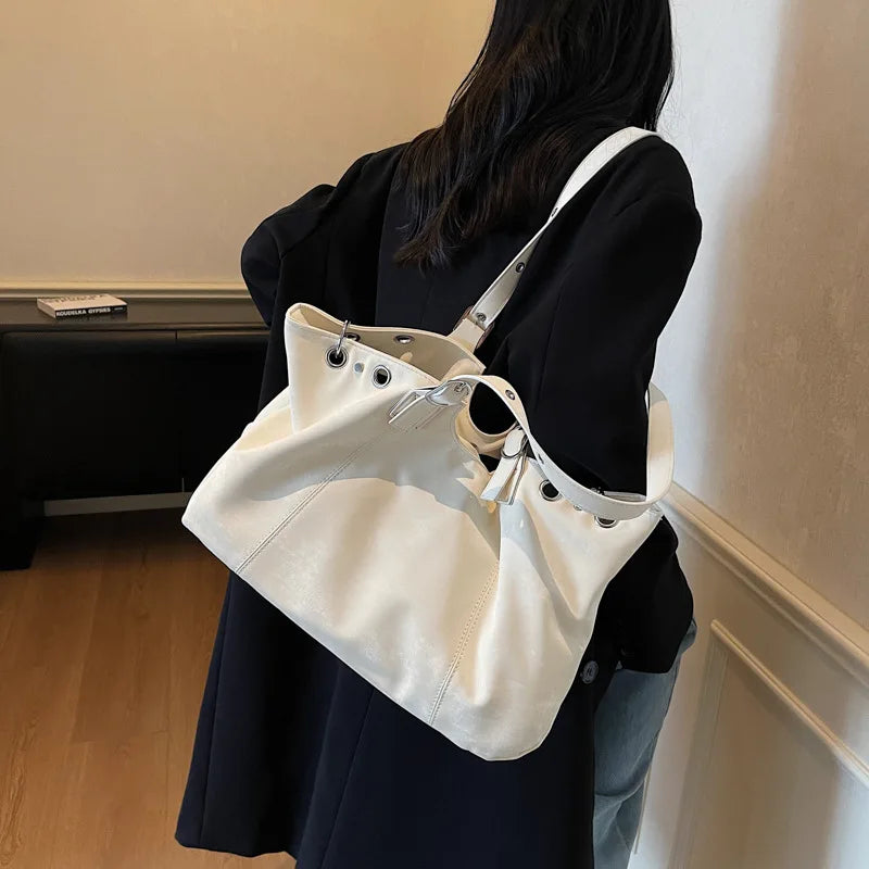 Large Suede Tote Bag for Women – Pillow Shoulder & Commute Bag