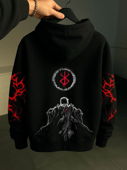Oversized Berserk Graphic Hoodie – Goth Anime Streetwear Sweatshirt