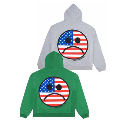 Oversized Sad Face Emoji Hoodie Y2K Harajuku Sweatshirt