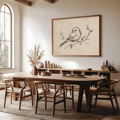 Bird Sketch Wall Art Print – Minimalist Nature Line Drawing Poster