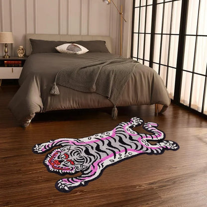 Vikama Retro Tiger Alien Shaped Floor Mat Anti-Slip Bedroom Bedside Rug Living Room Area Home