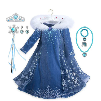 Girls Elsa Princess Dress Snow Queen Costume