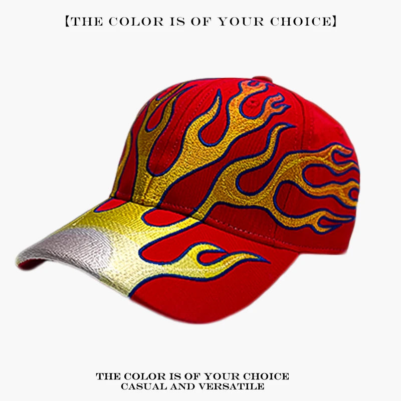 Tribal Thorn & Flame Embroidered Baseball Cap – Y2K Street Style Hat