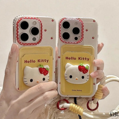 Hello Kitty Strawberry 3D Card Holder iPhone Case with Strap
