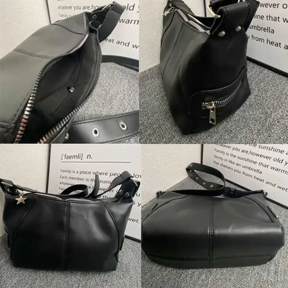 Y2K Korean Gothic Star Girl Black Handbag