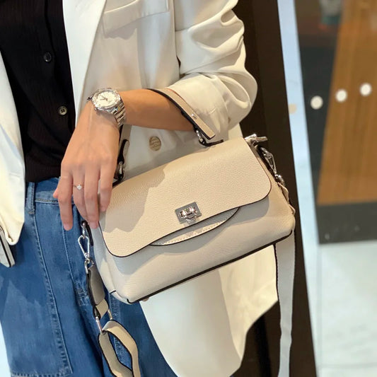 Women's Genuine Leather Crossbody Bag with Top Handle