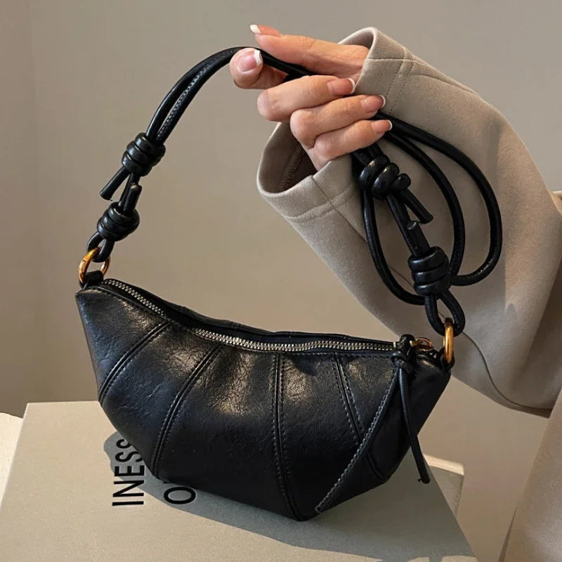 Personalized Croissant Shoulder Bag Vintage PU Leather