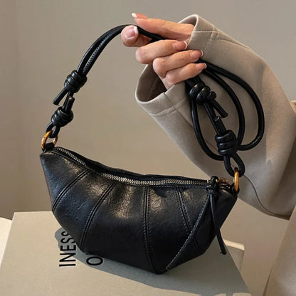 Personalized Croissant Shoulder Bag Vintage PU Leather