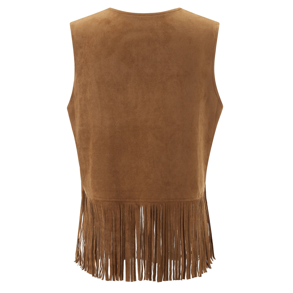 Fringe Faux Suede Vest – Women's Tassel Open-Front Western Jacket
