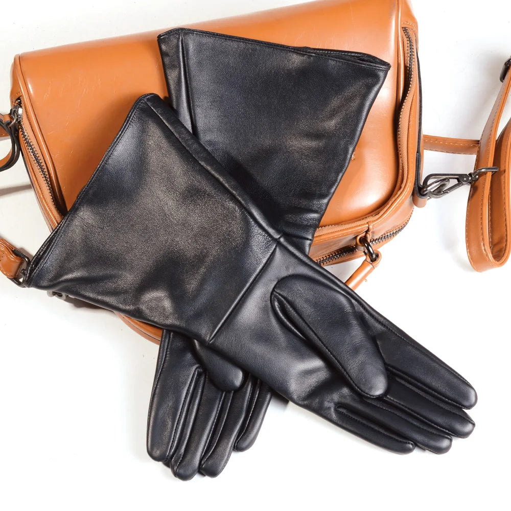 Women's Leather Gauntlet Gloves – Long Cuff Medieval & Renaissance Style