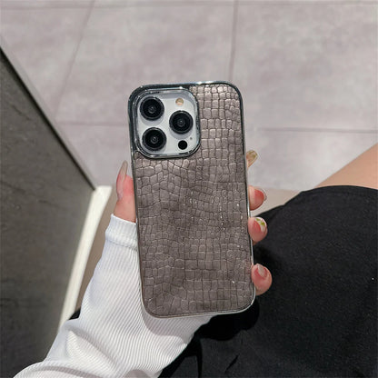 Crocodile Pattern iPhone Case with Chrome Plating – iPhone 11 to 17 Series