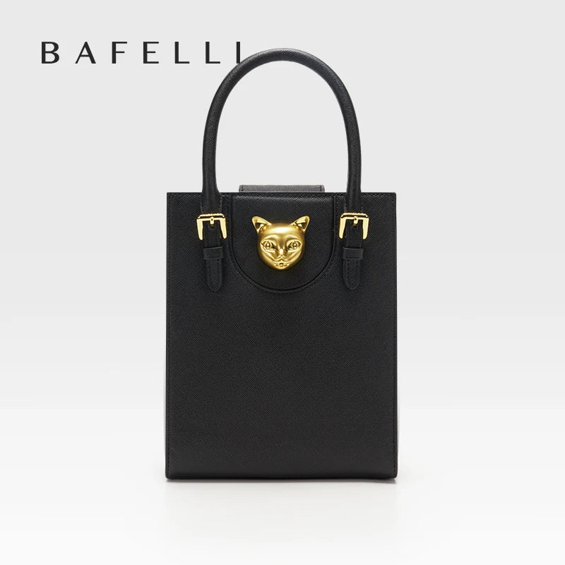 Mini Tote Crossbody Handbag – Cat Gold Hardware Saffiano Leather