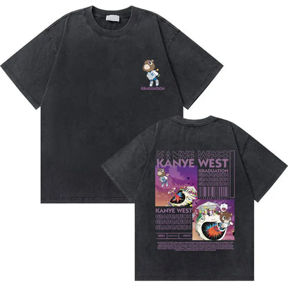 College Dropout Bear Graphic T-Shirt – Washed Vintage Streetwear Tee