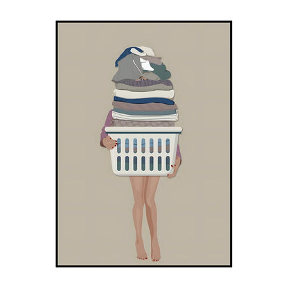 Laundry Basket Canvas Poster – Minimalist Funny Wall Art Print