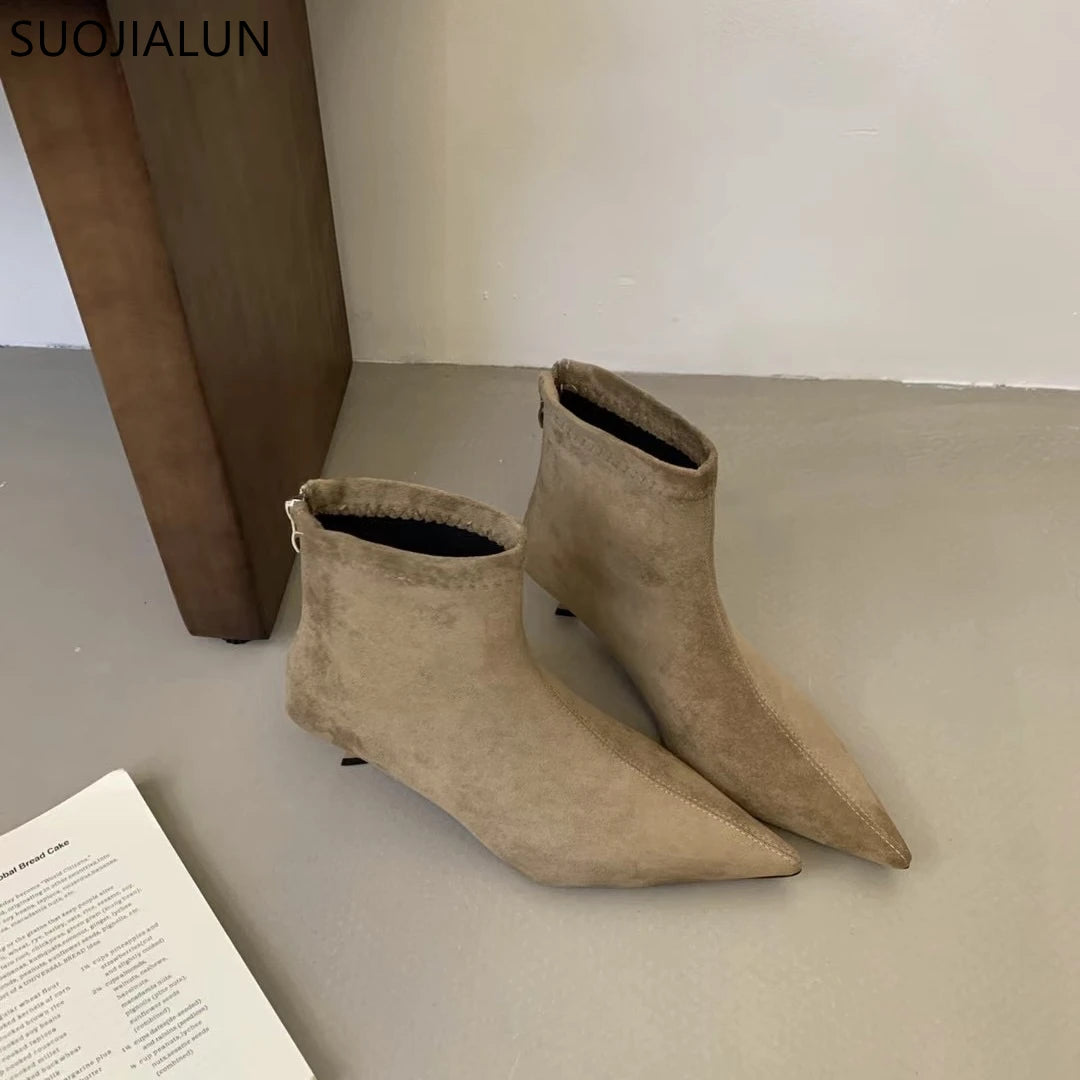 Women's Pointed Toe Ankle Boots – Slim Kitten Heel