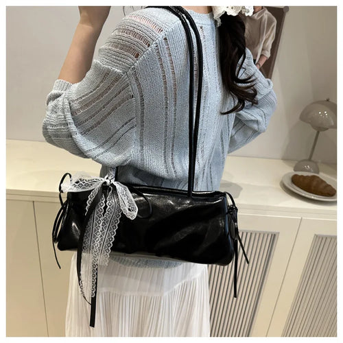 French Elegant Square Bag Korean Bow Decoration Pu High-quality