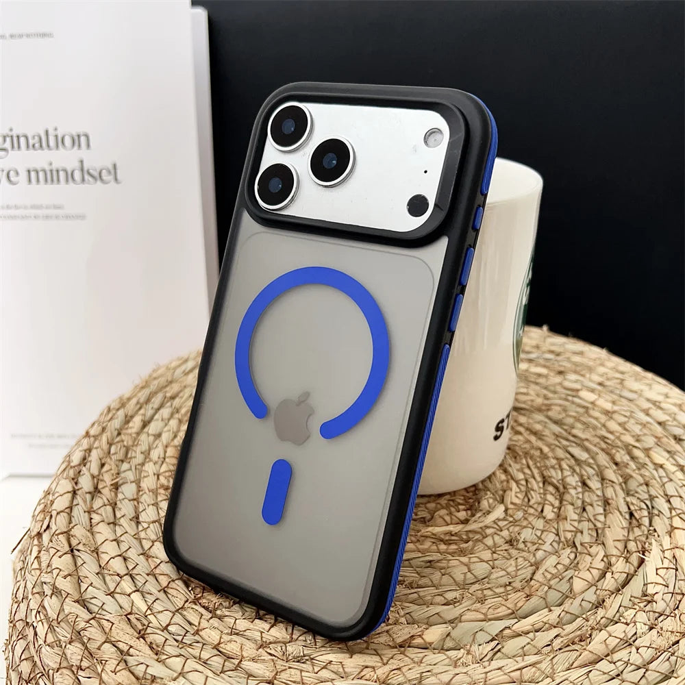 MagSafe Matte iPhone 17 Case – Shockproof Clear Back with Colorful Border