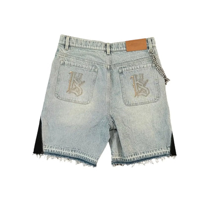 Y2K Camo Embroidery Denim Shorts – Unisex Streetwear