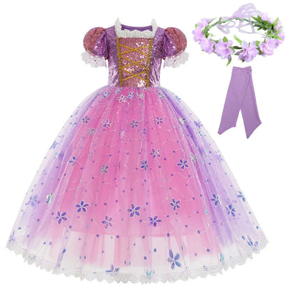 Rapunzel Purple Puffy Dress With Accessories
