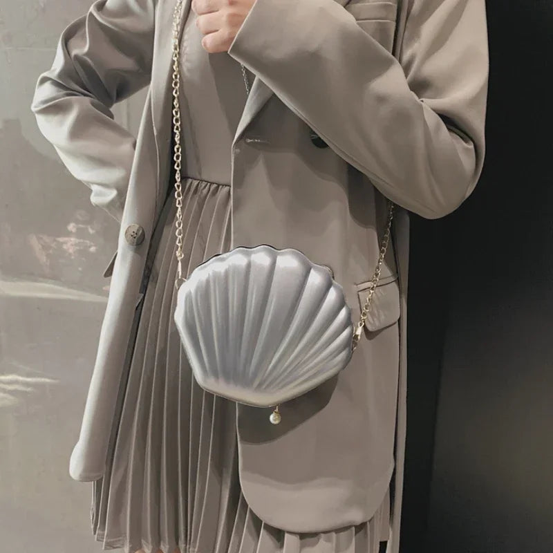 Chain Sequins Shell Crossbody Shoulder Bag