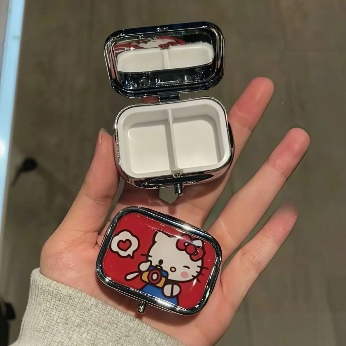 Hello Kitty Metal Pill Box Jewelry Case