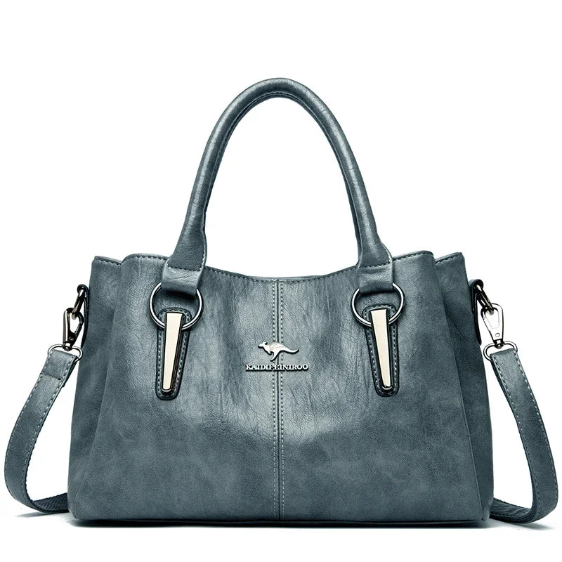 Leather Shoulder Bag – Women's Luxury 3-Layer Crossbody